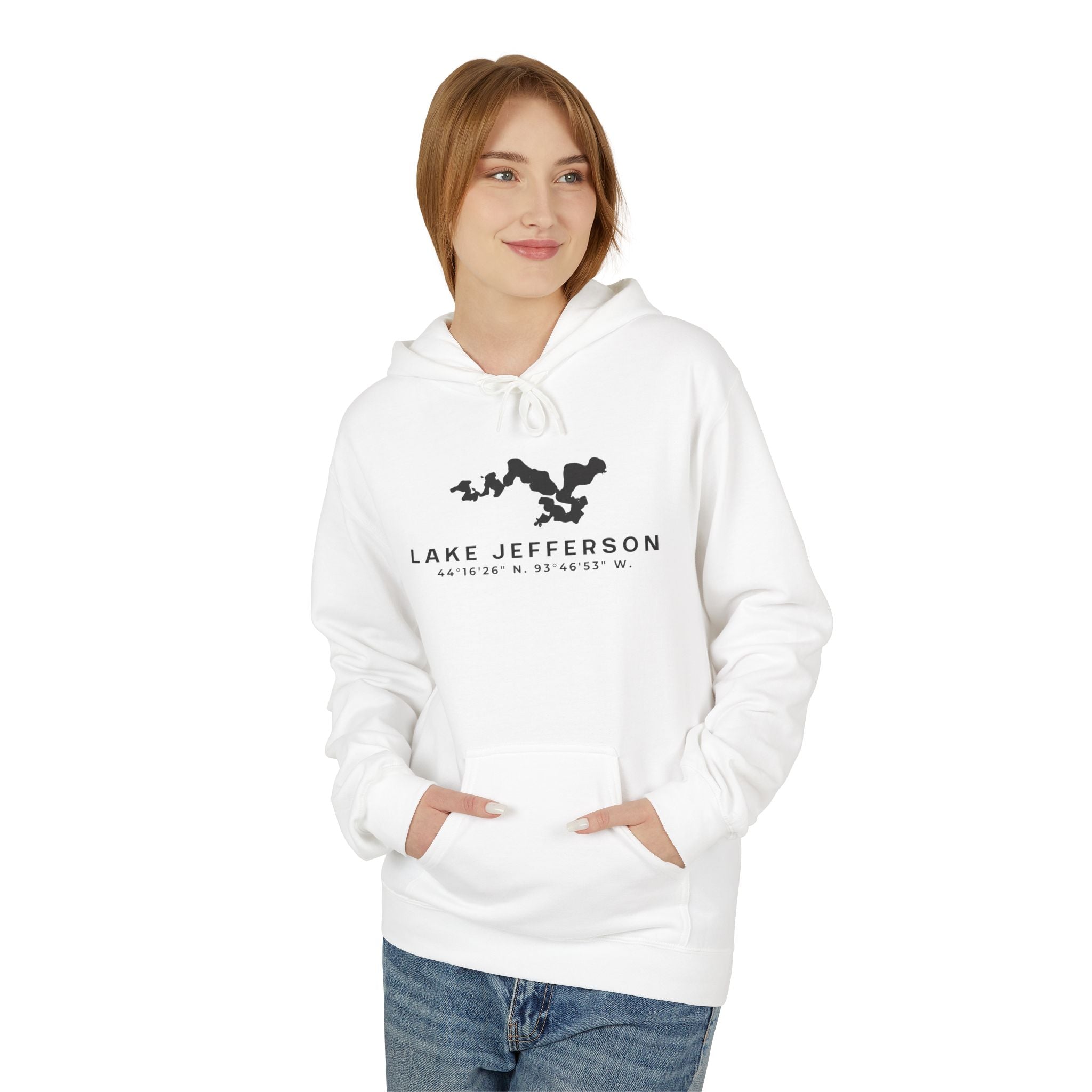 Lake Jefferson Map Hoodie Sweatshirt — Lake Outline Pullover