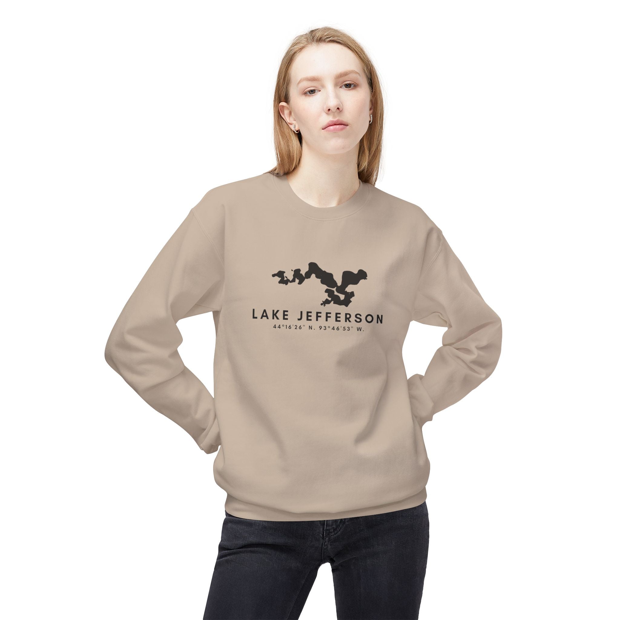 Lake Jefferson Map Crewneck Sweatshirt — Lake Outline Pullover