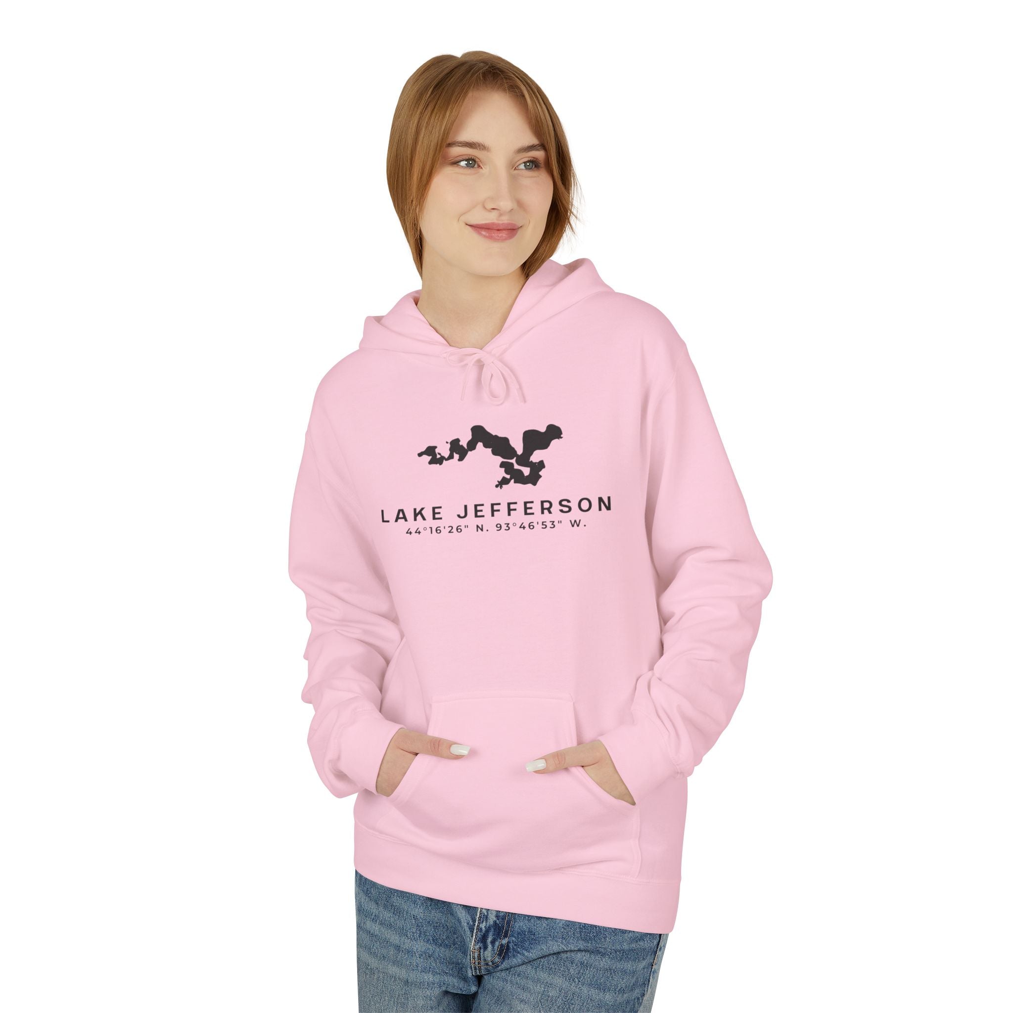 Lake Jefferson Map Hoodie Sweatshirt — Lake Outline Pullover