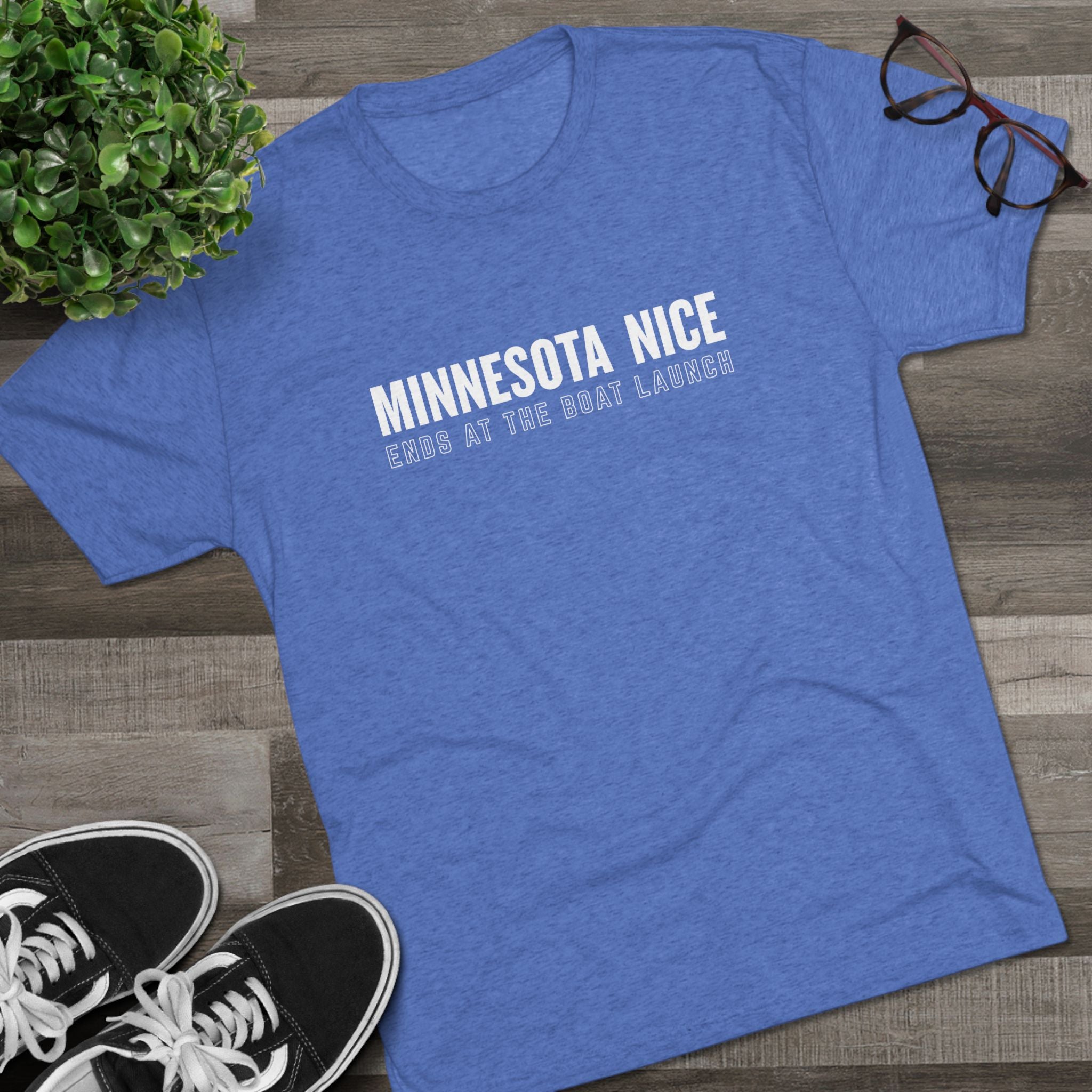 Minnesota Nice Boat Launch T‑Shirt — 'Minnesota Nice Ends at the Boat Launch' Crew Tee