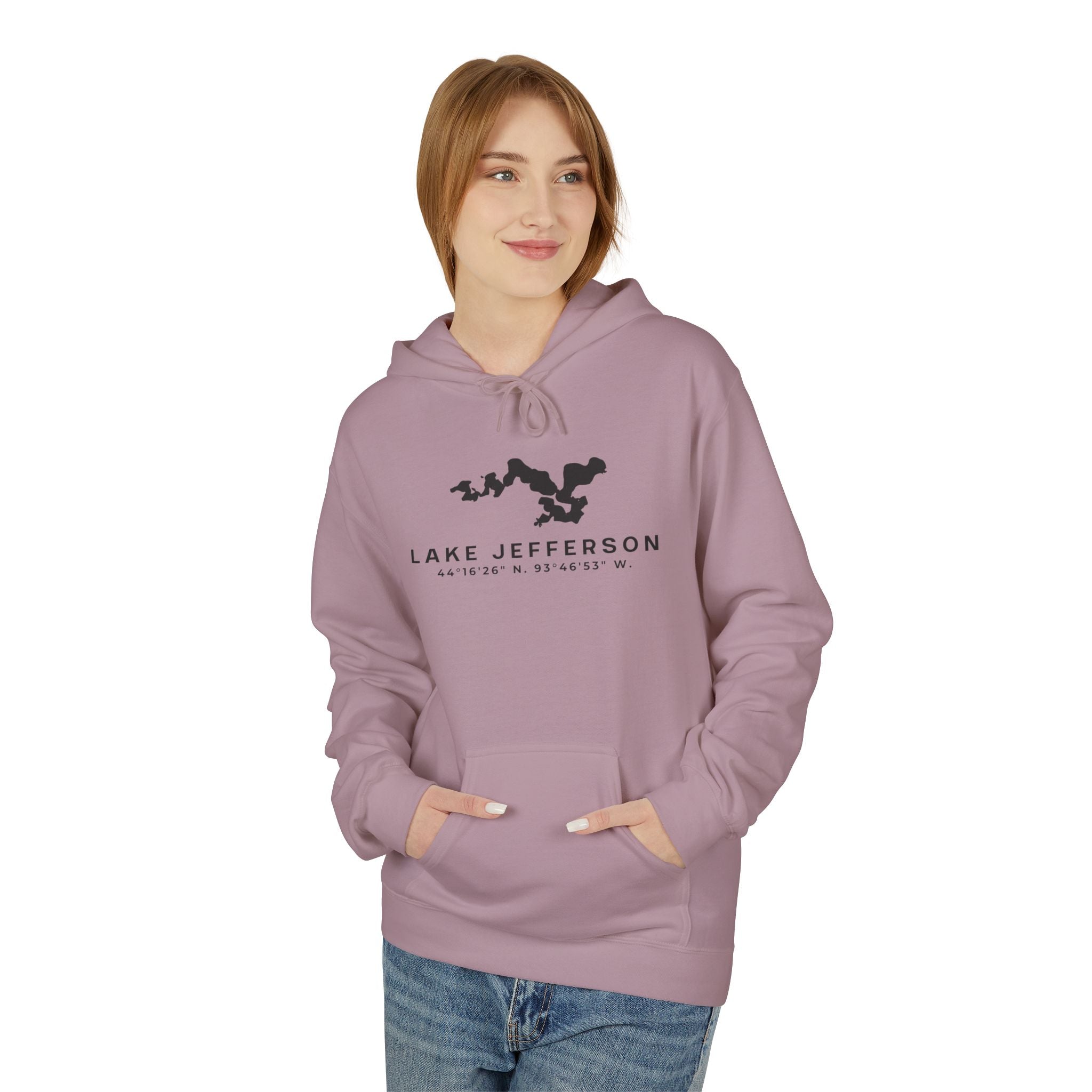 Lake Jefferson Map Hoodie Sweatshirt — Lake Outline Pullover