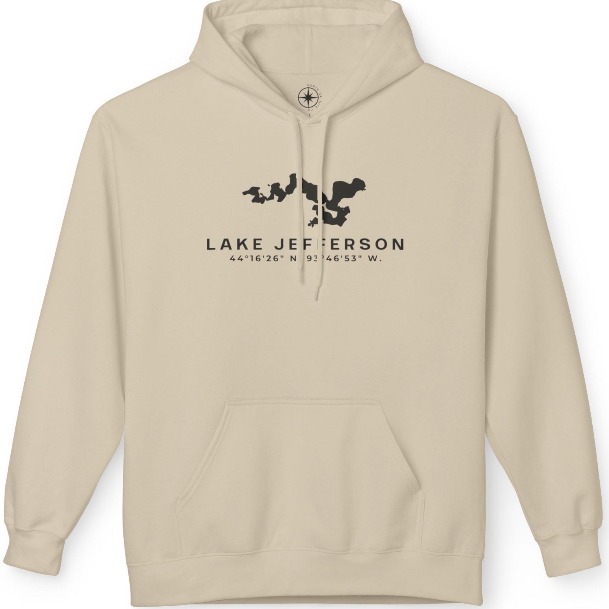 Lake Jefferson Map Hoodie Sweatshirt — Lake Outline Pullover