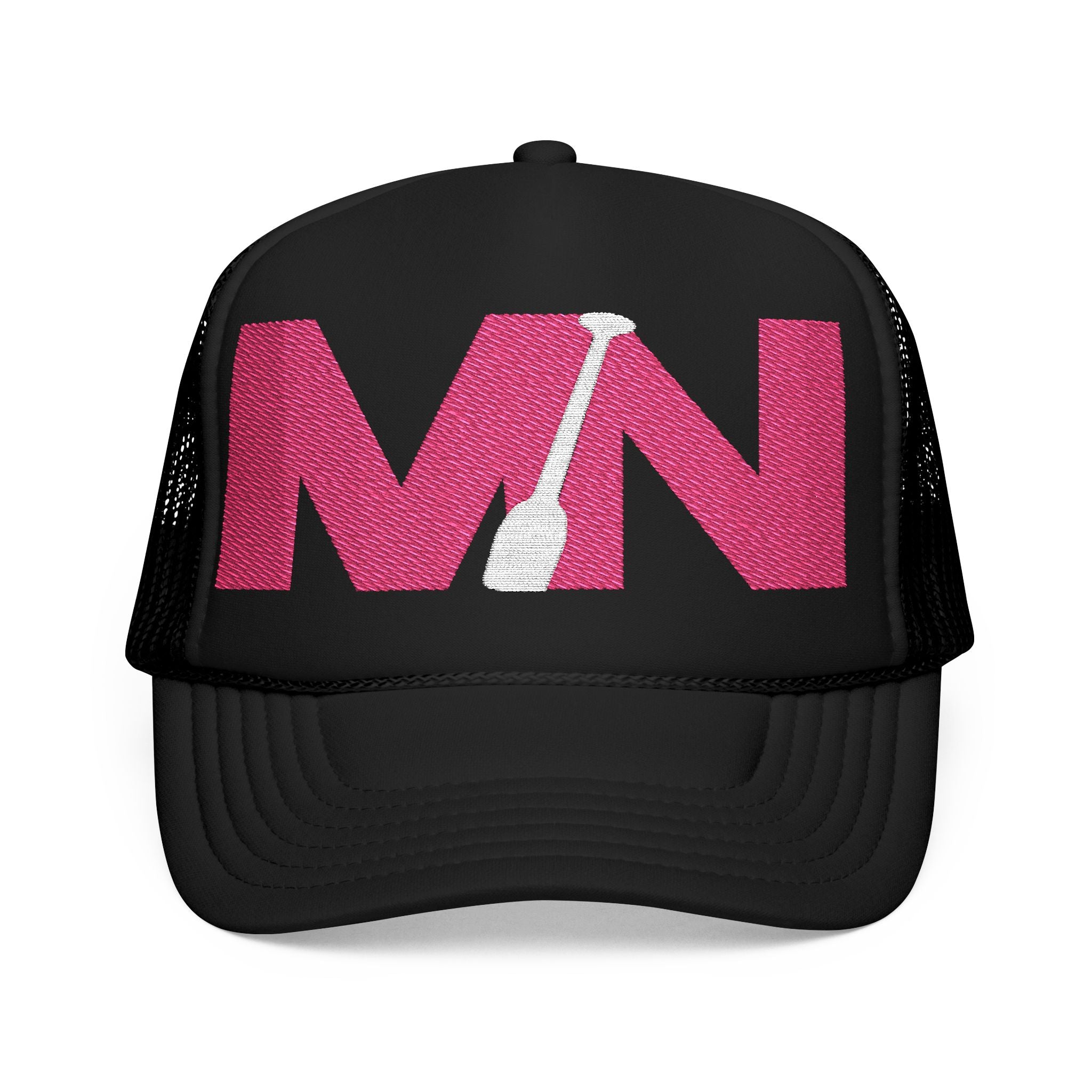 Trendy Foam Trucker Hat with Embroidered MN and Paddle