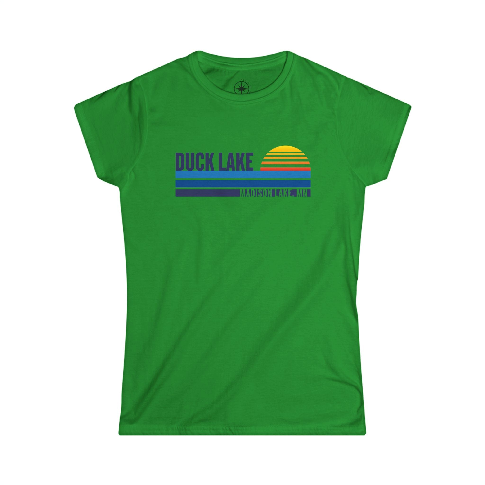 Duck Lake Sunset Tee — Women's Retro Lakeside Graphic T-Shirt