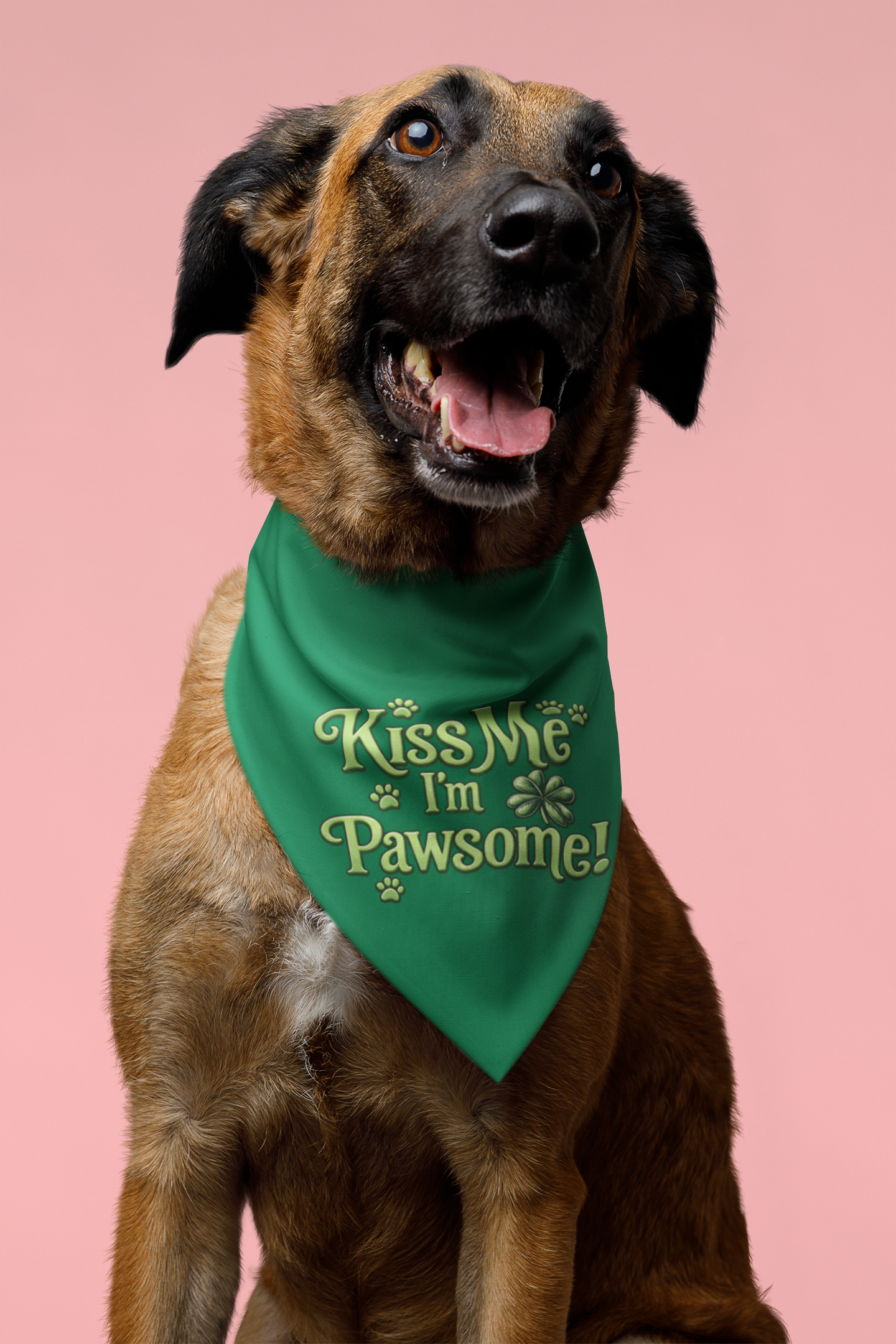 Kiss Me I’m Pawsome! Pet Bandana — St. Patrick’s Day Dog & Cat Accessory