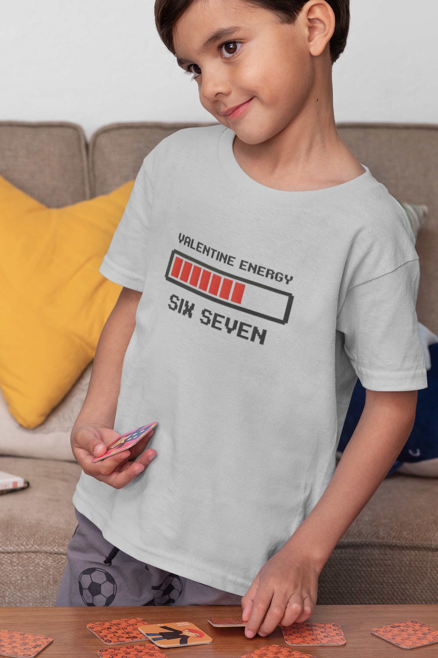 Valentine Energy Progress Bar Kids Tee | Six Seven